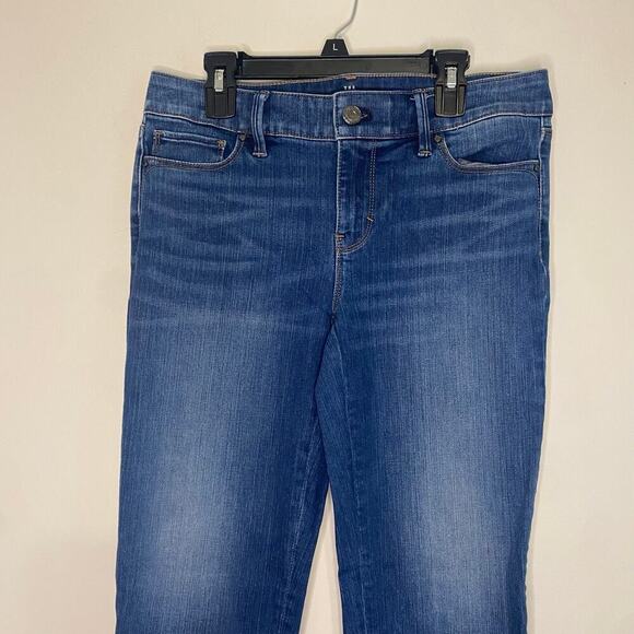 WHBM The Slim Ankle Jeans Skinny Mid Rise Dark Blue Western Jeweled Size 2 - Picture 2 of 16
